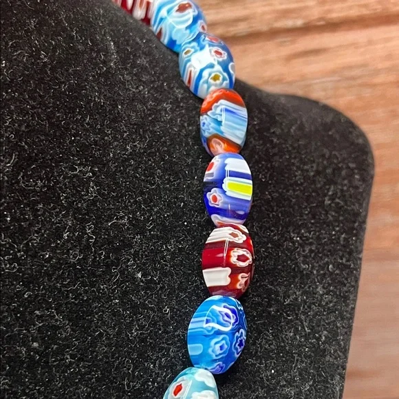 Vintage Murano Millefiori Italian Colorful Glass Graduated Bead Necklace - Picture 6 of 15